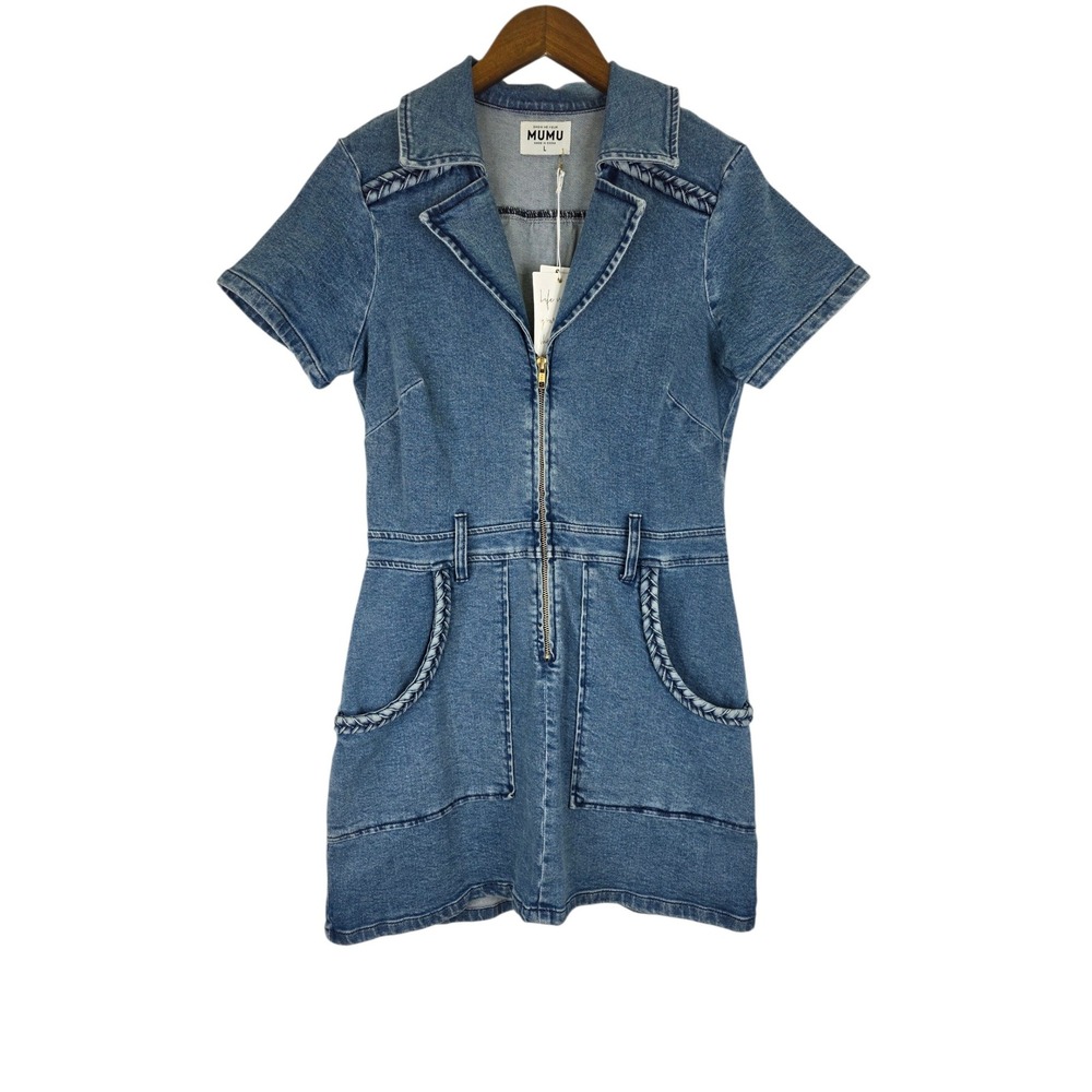 Show Me Your Mumu Outlaw Tide Dress Womens L Denim Cotton Western Mini Boho New